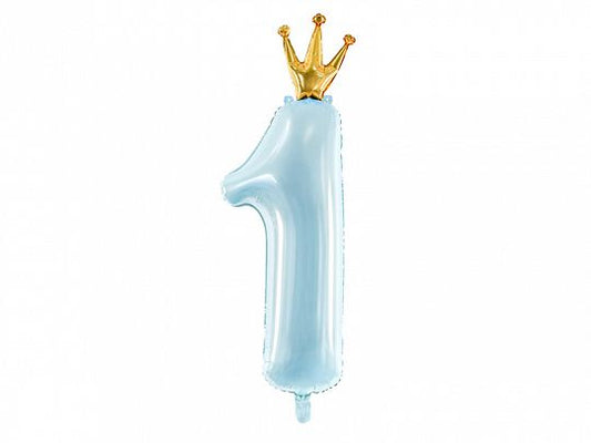 Blue Number 1 Crown Foil Balloon