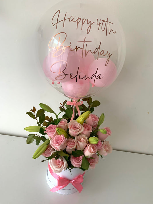 Izzy Personalised Balloon & Flowers Gift Box