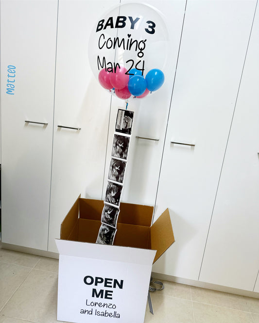 OPEN ME new baby announcement balloon box