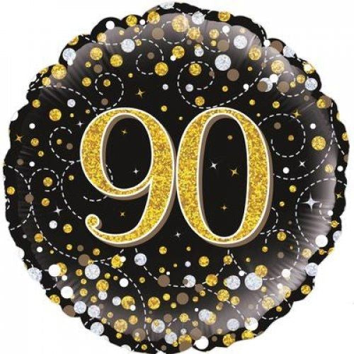 90th Birthday Black Foil Balloon