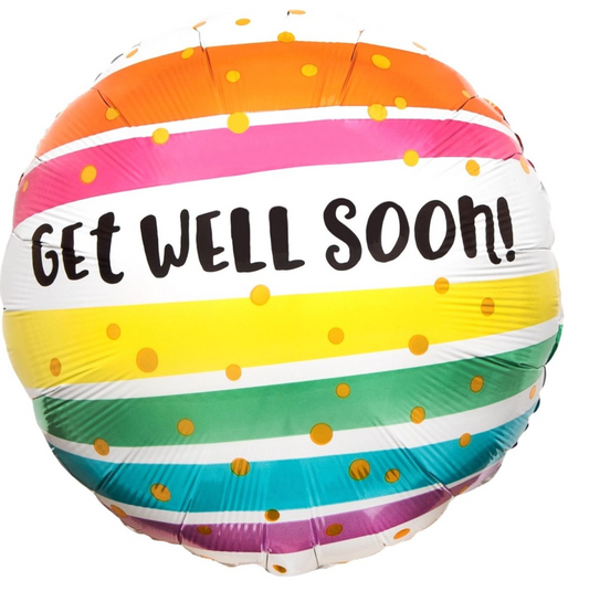 Get Well Soon Stripes Foil Balloon