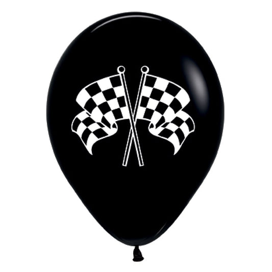 Black Racing Flags Latex Balloon