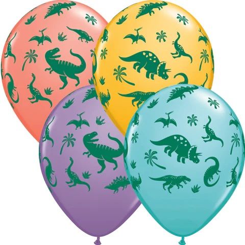 Green Dinosaur Print Latex Balloons