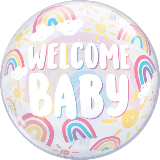 Welcome Baby Rainbows Balloon