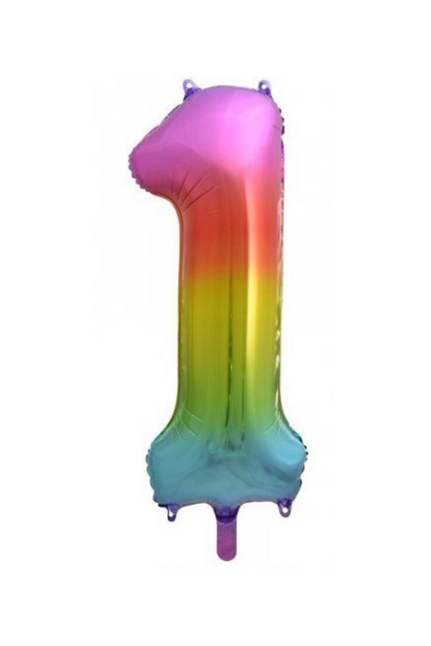 Bright Rainbow Number Foil Balloon