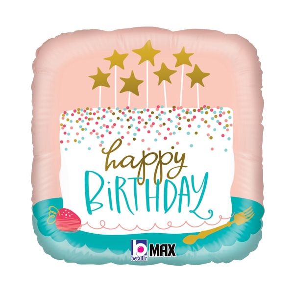 Confetti Happy Birthday Cake Foil Balloon