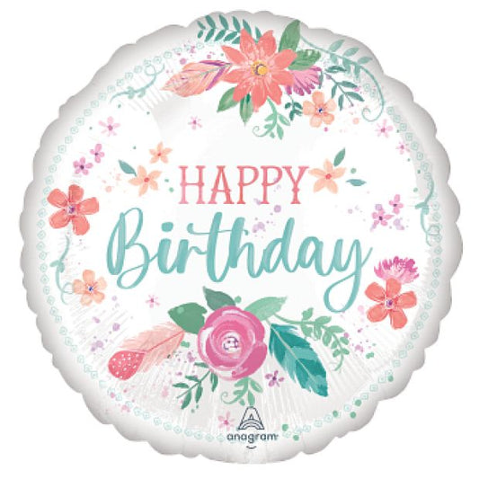 Happy Birthday Pretty Florals Foil Balloon