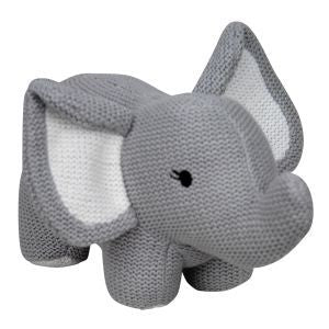 Knitted Elephant Rattle - Grey