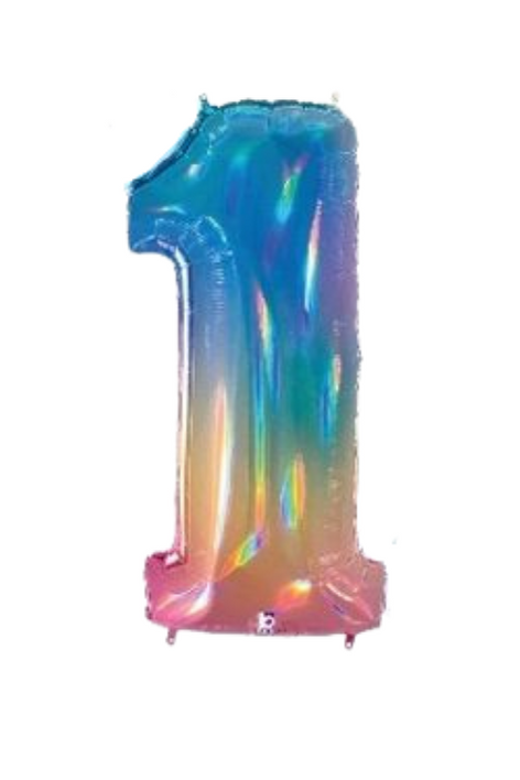 Metallic Rainbow Number Foil Balloon