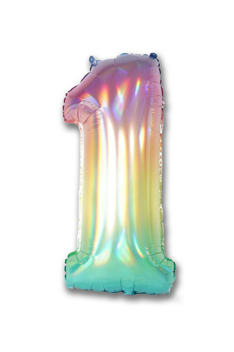 Iridescent Rainbow Number Foil Balloon