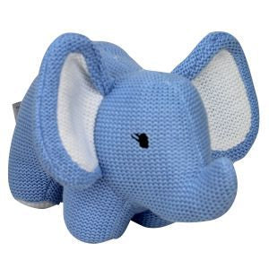 Knitted Elephant Rattle - Blue