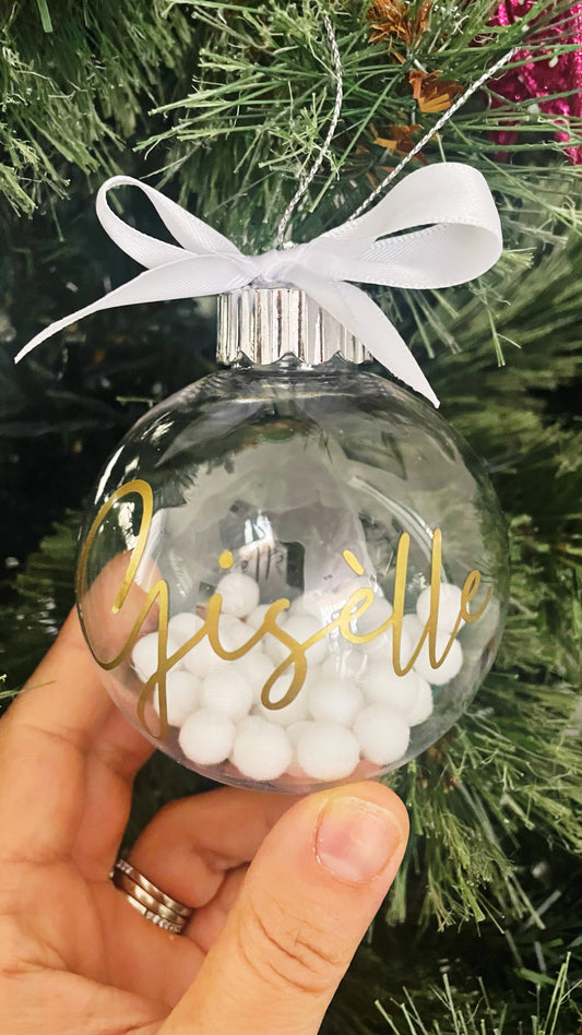 White Pom Pom Christmas bauble