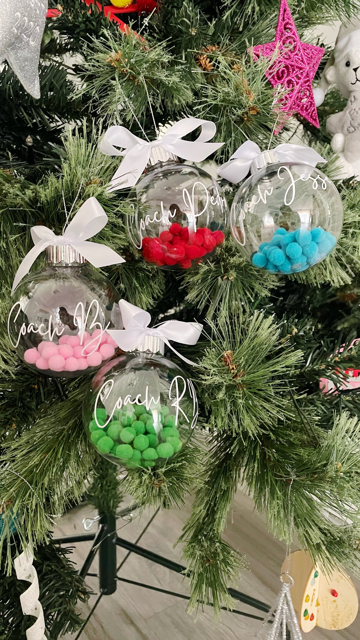 Blue Pom Pom Christmas bauble