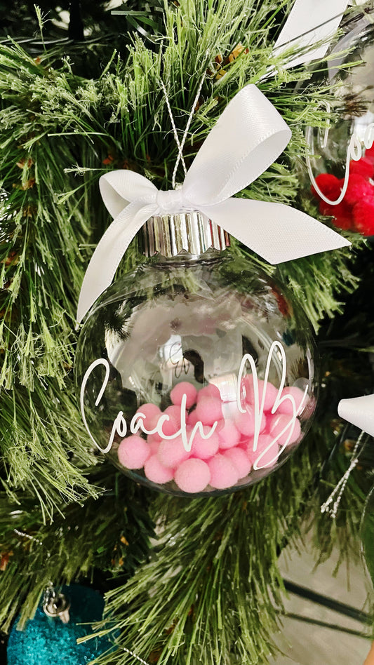 Pink Pom Pom Christmas bauble